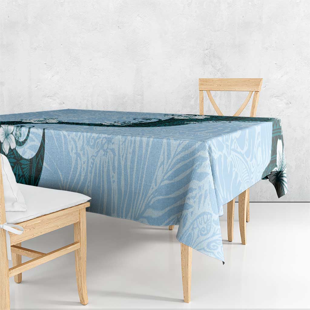 Polynesia Hibiscus Tablecloth Sky Blue Curve Motif - Polynesian Pride