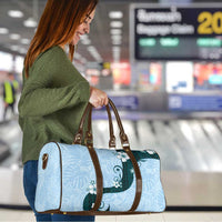 Polynesia Hibiscus Travel Bag Sky Blue Curve Motif - Polynesian Pride