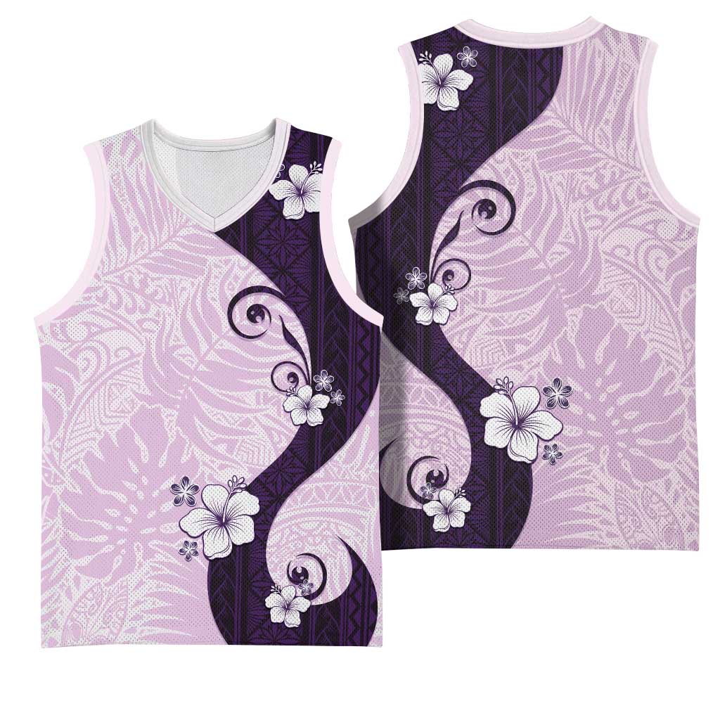 Polynesia Hibiscus Basketball Jersey Thistle Curve Motif - Polynesian Pride