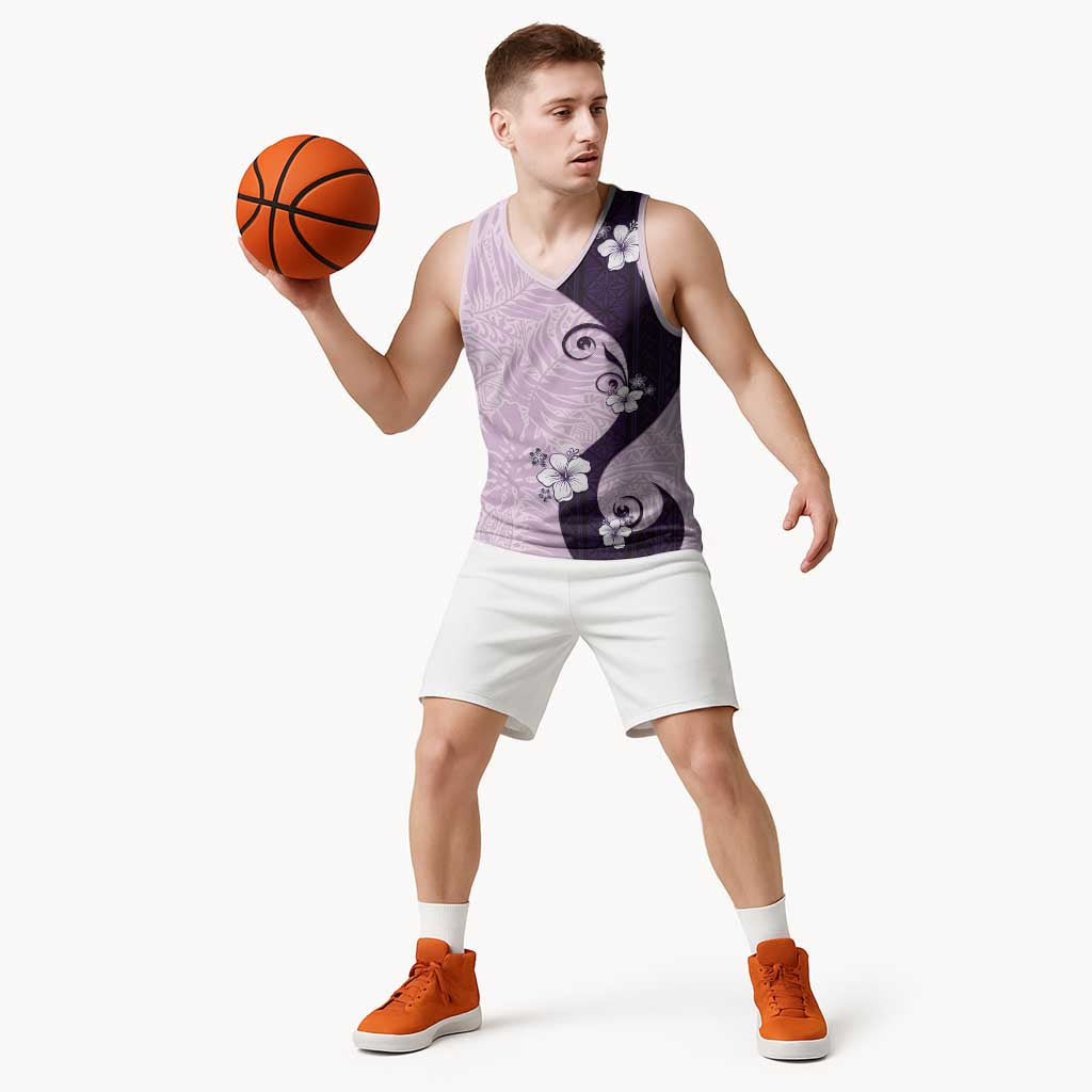 Polynesia Hibiscus Basketball Jersey Thistle Curve Motif - Polynesian Pride