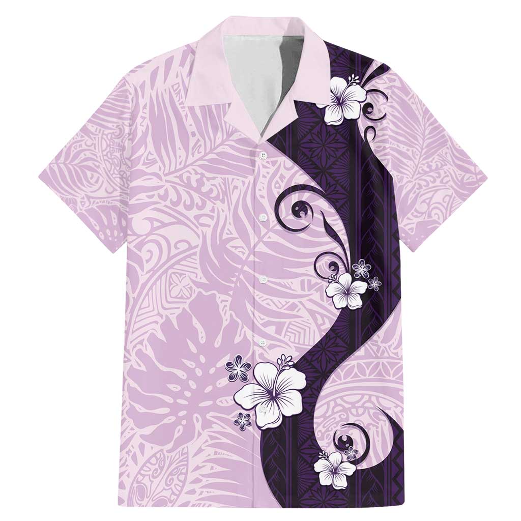 Polynesia Hibiscus Family Matching Mermaid Dress and Hawaiian Shirt Thistle Curve Motif LT05 Dad's Shirt - Short Sleeve Purple - Polynesian Pride