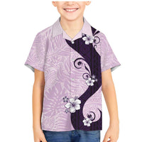 Polynesia Hibiscus Family Matching Mermaid Dress and Hawaiian Shirt Thistle Curve Motif LT05 Son's Shirt Purple - Polynesian Pride