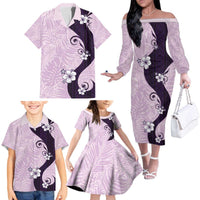 Polynesia Hibiscus Family Matching Off The Shoulder Long Sleeve Dress and Hawaiian Shirt Thistle Curve Motif LT05 - Polynesian Pride