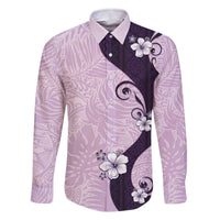 Polynesia Hibiscus Family Matching Off The Shoulder Long Sleeve Dress and Hawaiian Shirt Thistle Curve Motif LT05 Dad's Shirt - Long Sleeve Purple - Polynesian Pride