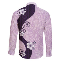 Polynesia Hibiscus Family Matching Off The Shoulder Long Sleeve Dress and Hawaiian Shirt Thistle Curve Motif LT05 - Polynesian Pride