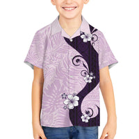 Polynesia Hibiscus Family Matching Off The Shoulder Long Sleeve Dress and Hawaiian Shirt Thistle Curve Motif LT05 Son's Shirt Purple - Polynesian Pride