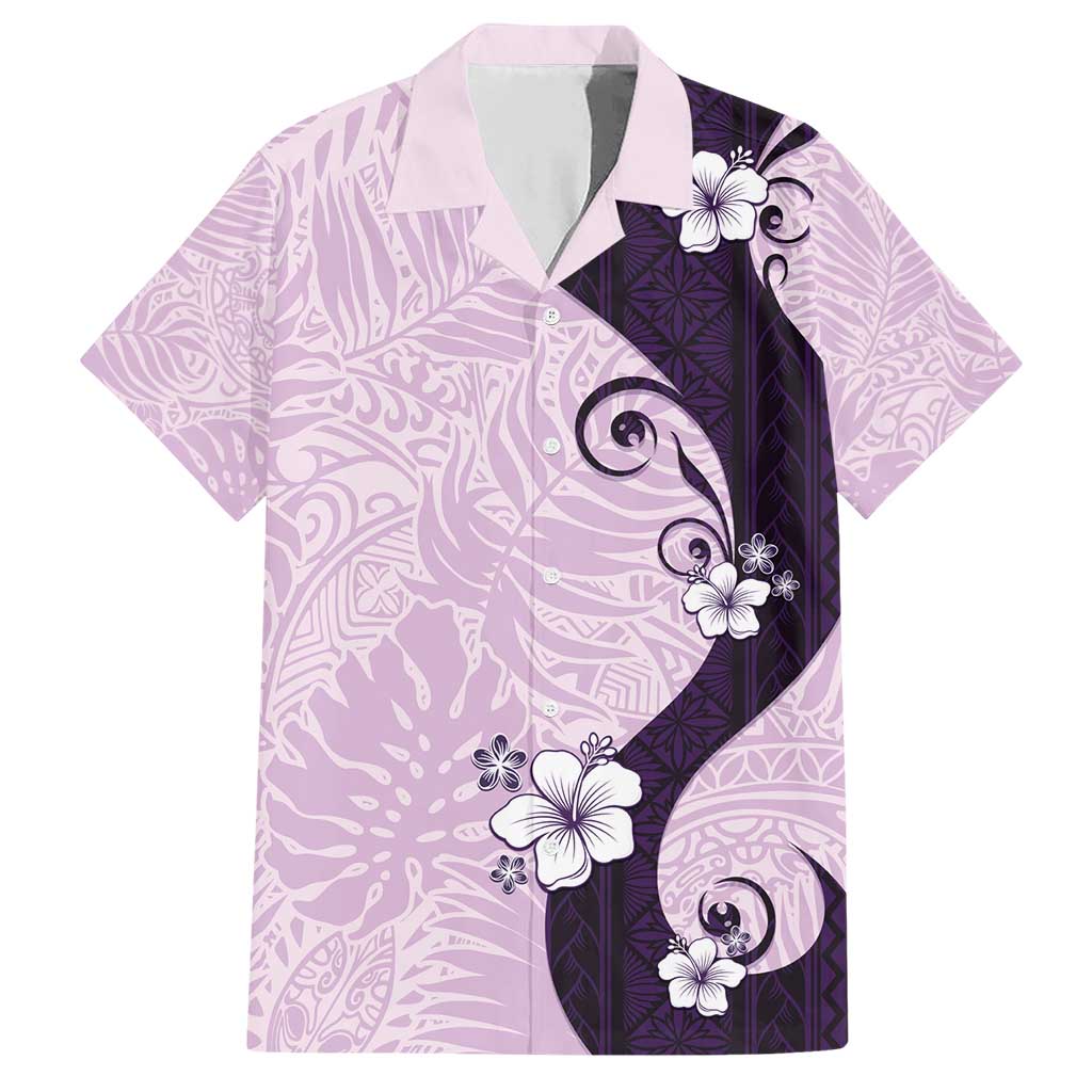 Polynesia Hibiscus Family Matching Short Sleeve Bodycon Dress and Hawaiian Shirt Thistle Curve Motif LT05 Dad's Shirt - Short Sleeve Purple - Polynesian Pride