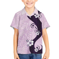 Polynesia Hibiscus Family Matching Tank Maxi Dress and Hawaiian Shirt Thistle Curve Motif LT05 Son's Shirt Purple - Polynesian Pride