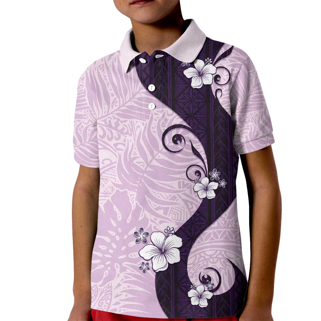 Polynesia Hibiscus Kid Polo Shirt Thistle Curve Motif LT05 Kid Purple - Polynesian Pride
