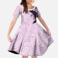 Polynesia Hibiscus Kid Short Sleeve Dress Thistle Curve Motif - Polynesian Pride
