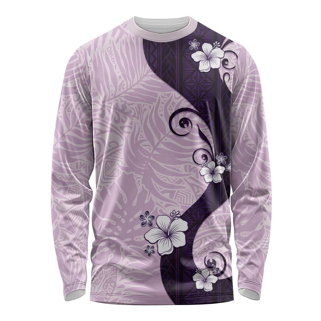 Polynesia Hibiscus Long Sleeve Shirt Thistle Curve Motif - Polynesian Pride
