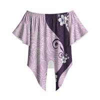 Polynesia Hibiscus Off Shoulder Wrap Waist Top Thistle Curve Motif LT05 Purple - Polynesian Pride