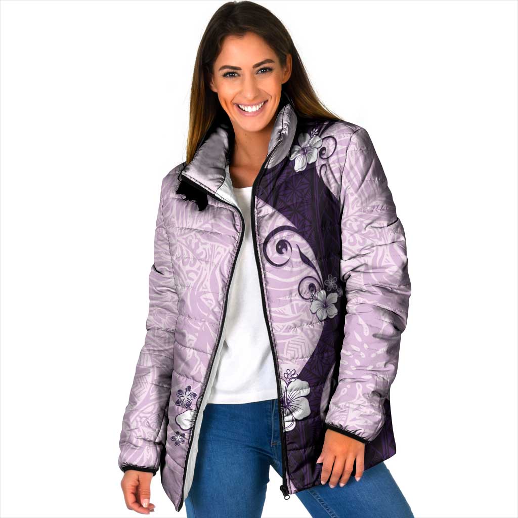 Polynesia Hibiscus Padded Jacket Thistle Curve Motif - Polynesian Pride
