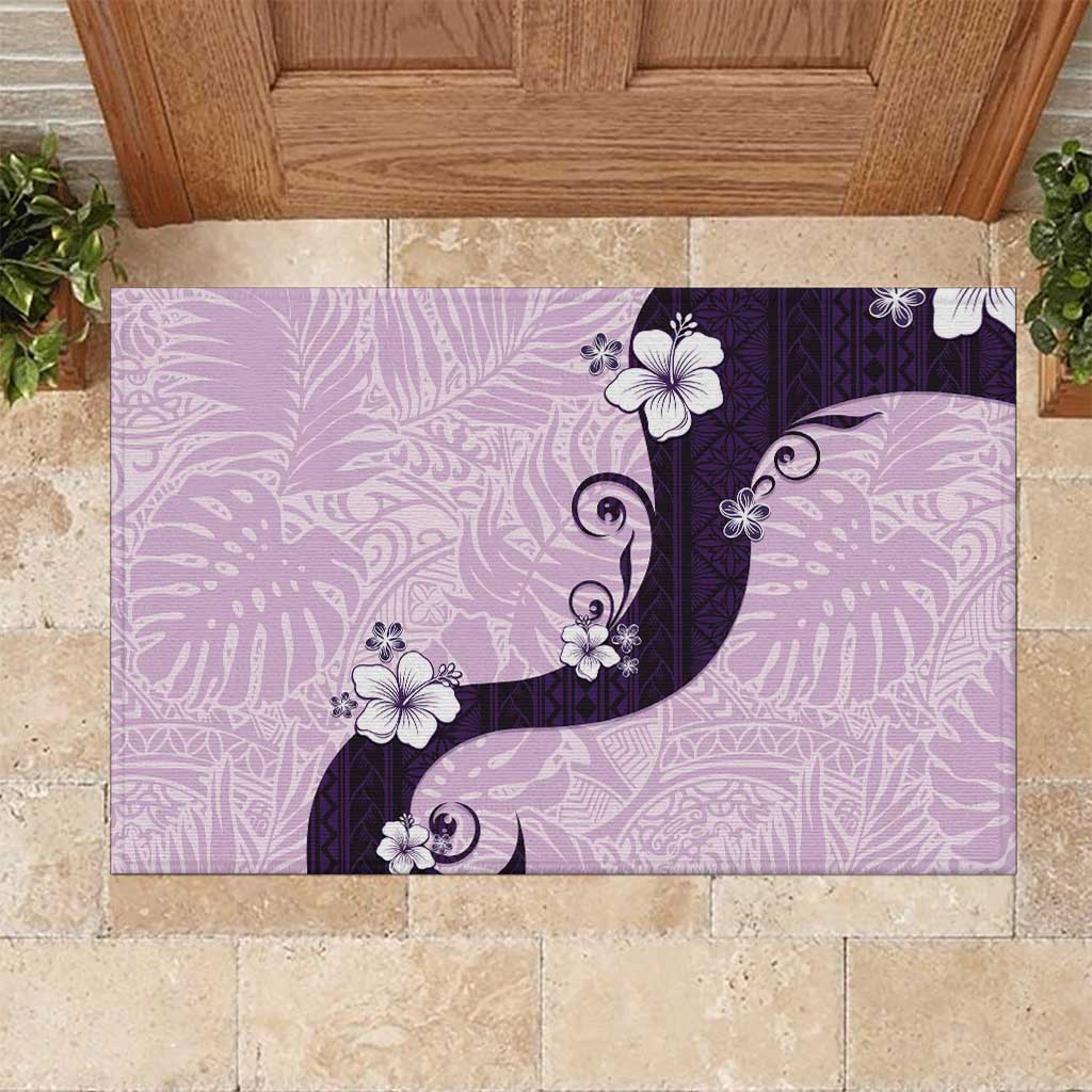 Polynesia Hibiscus Rubber Doormat Thistle Curve Motif LT05 Purple - Polynesian Pride