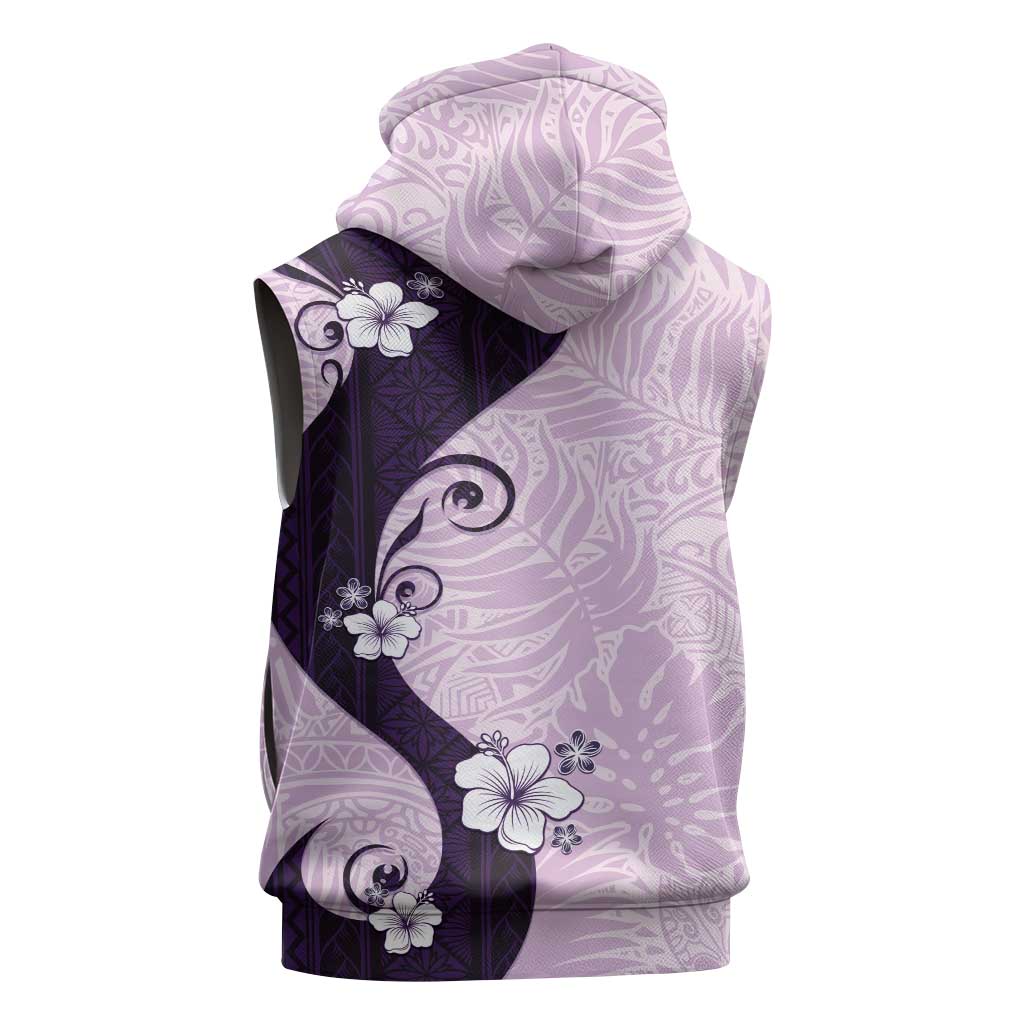 Polynesia Hibiscus Sleeveless Hoodie Thistle Curve Motif - Polynesian Pride