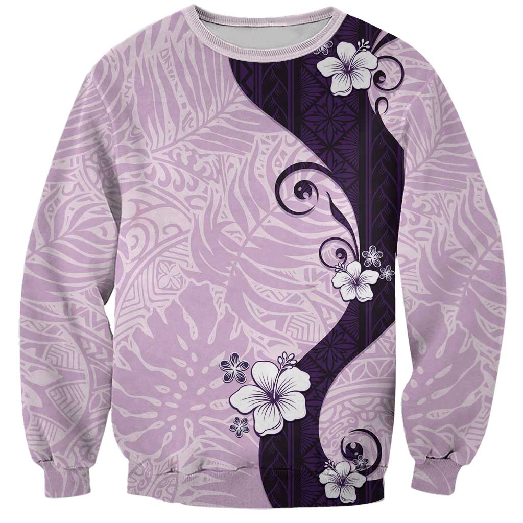 Polynesia Hibiscus Sweatshirt Thistle Curve Motif LT05 Unisex Purple - Polynesian Pride