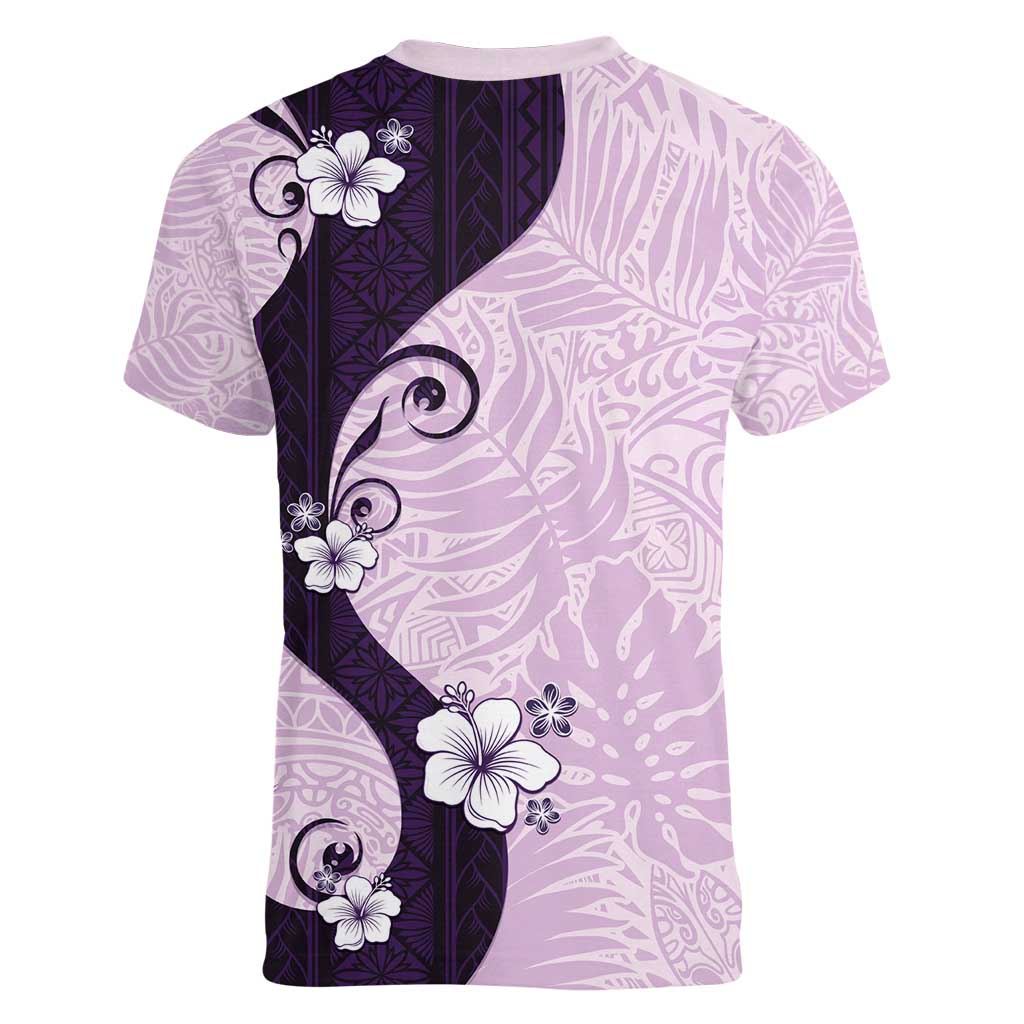 Polynesia Hibiscus Women V-Neck T-Shirt Thistle Curve Motif LT05 - Polynesian Pride