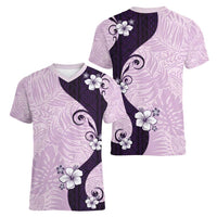 Polynesia Hibiscus Women V-Neck T-Shirt Thistle Curve Motif LT05 - Polynesian Pride
