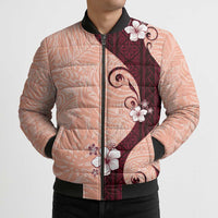 Polynesia Hibiscus Bomber Puffer Jacket Rose Bud Curve Motif - Polynesian Pride