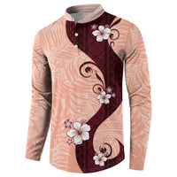 Polynesia Hibiscus Button Sweatshirt Rose Bud Curve Motif - Polynesian Pride