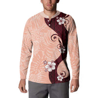 Polynesia Hibiscus Button Sweatshirt Rose Bud Curve Motif - Polynesian Pride
