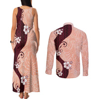 Polynesia Hibiscus Couples Matching Tank Maxi Dress and Long Sleeve Button Shirt Rose Bud Curve Motif LT05 - Polynesian Pride