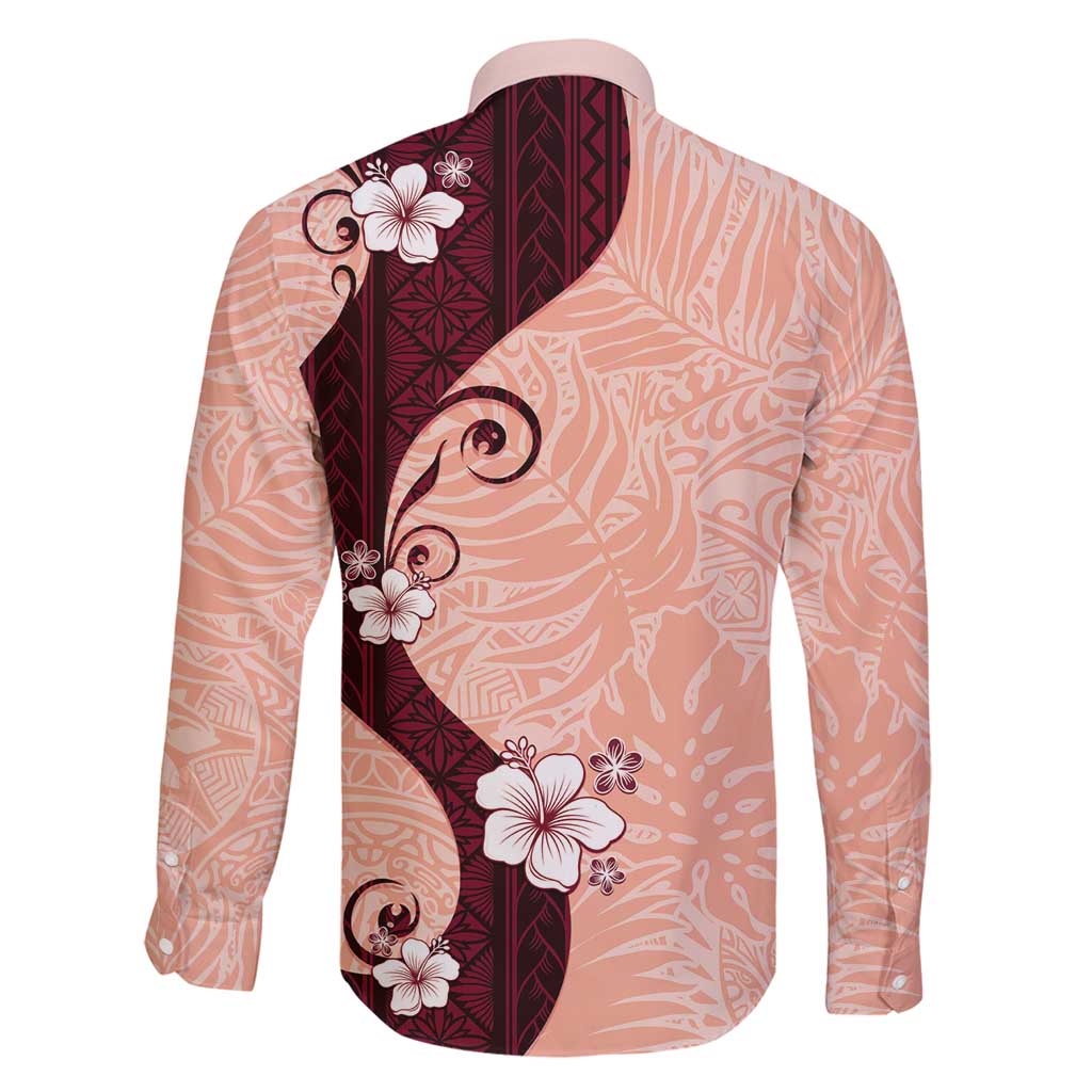 Polynesia Hibiscus Family Matching Long Sleeve Bodycon Dress and Hawaiian Shirt Rose Bud Curve Motif LT05 - Polynesian Pride