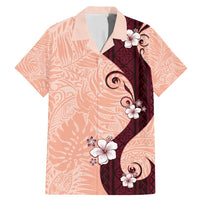 Polynesia Hibiscus Family Matching Mermaid Dress and Hawaiian Shirt Rose Bud Curve Motif LT05 Dad's Shirt - Short Sleeve Red - Polynesian Pride