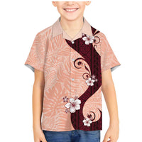 Polynesia Hibiscus Family Matching Mermaid Dress and Hawaiian Shirt Rose Bud Curve Motif LT05 Son's Shirt Red - Polynesian Pride