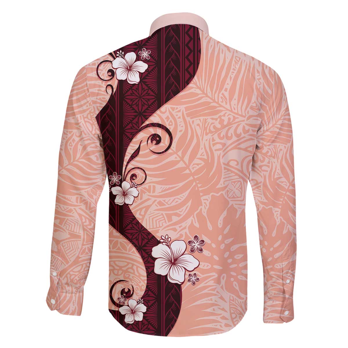 Polynesia Hibiscus Family Matching Off The Shoulder Long Sleeve Dress and Hawaiian Shirt Rose Bud Curve Motif LT05 - Polynesian Pride