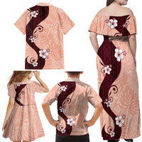 Polynesia Hibiscus Family Matching Off Shoulder Maxi Dress and Hawaiian Shirt Rose Bud Curve Motif LT05 - Polynesian Pride