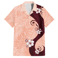 Polynesia Hibiscus Family Matching Off Shoulder Short Dress and Hawaiian Shirt Rose Bud Curve Motif LT05 Dad's Shirt - Short Sleeve Red - Polynesian Pride