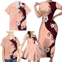 Polynesia Hibiscus Family Matching Short Sleeve Bodycon Dress and Hawaiian Shirt Rose Bud Curve Motif LT05 - Polynesian Pride