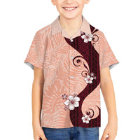 Polynesia Hibiscus Family Matching Short Sleeve Bodycon Dress and Hawaiian Shirt Rose Bud Curve Motif LT05 Son's Shirt Red - Polynesian Pride