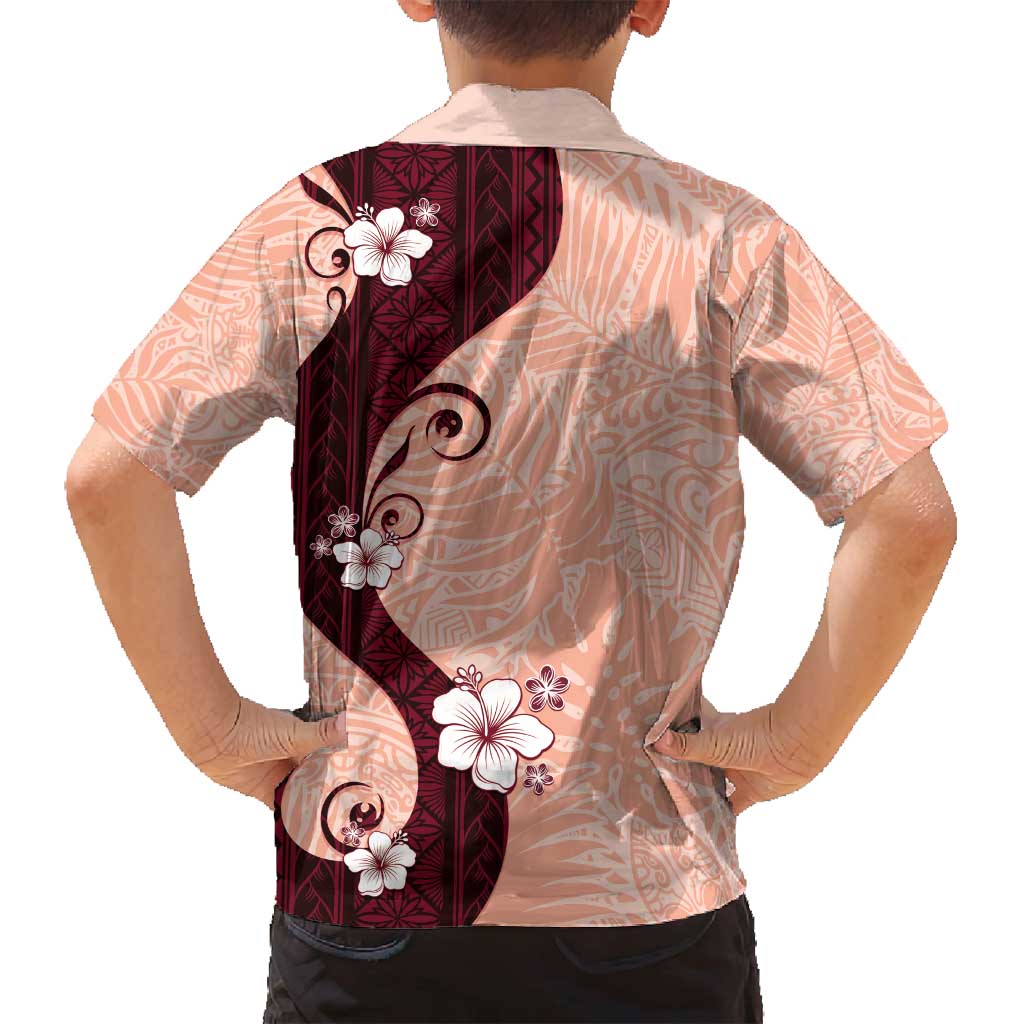 Polynesia Hibiscus Family Matching Summer Maxi Dress and Hawaiian Shirt Rose Bud Curve Motif LT05 - Polynesian Pride