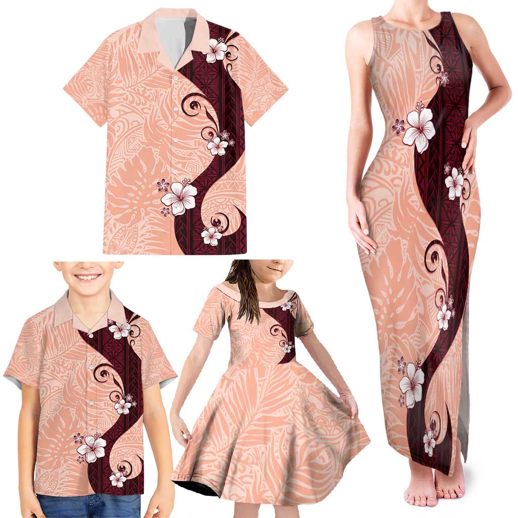 Polynesia Hibiscus Family Matching Tank Maxi Dress and Hawaiian Shirt Rose Bud Curve Motif LT05 - Polynesian Pride