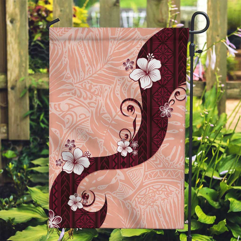 Polynesia Hibiscus Garden Flag Rose Bud Curve Motif LT05 Garden Flag Red - Polynesian Pride