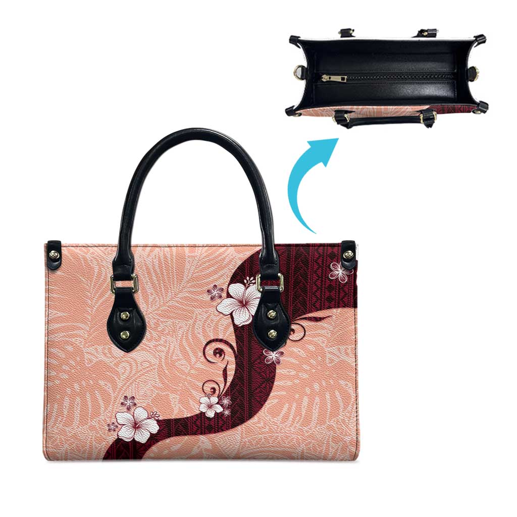 Polynesia Hibiscus Leather Bag Rose Bud Curve Motif - Polynesian Pride