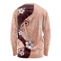 Polynesia Hibiscus Long Sleeve Shirt Rose Bud Curve Motif - Polynesian Pride