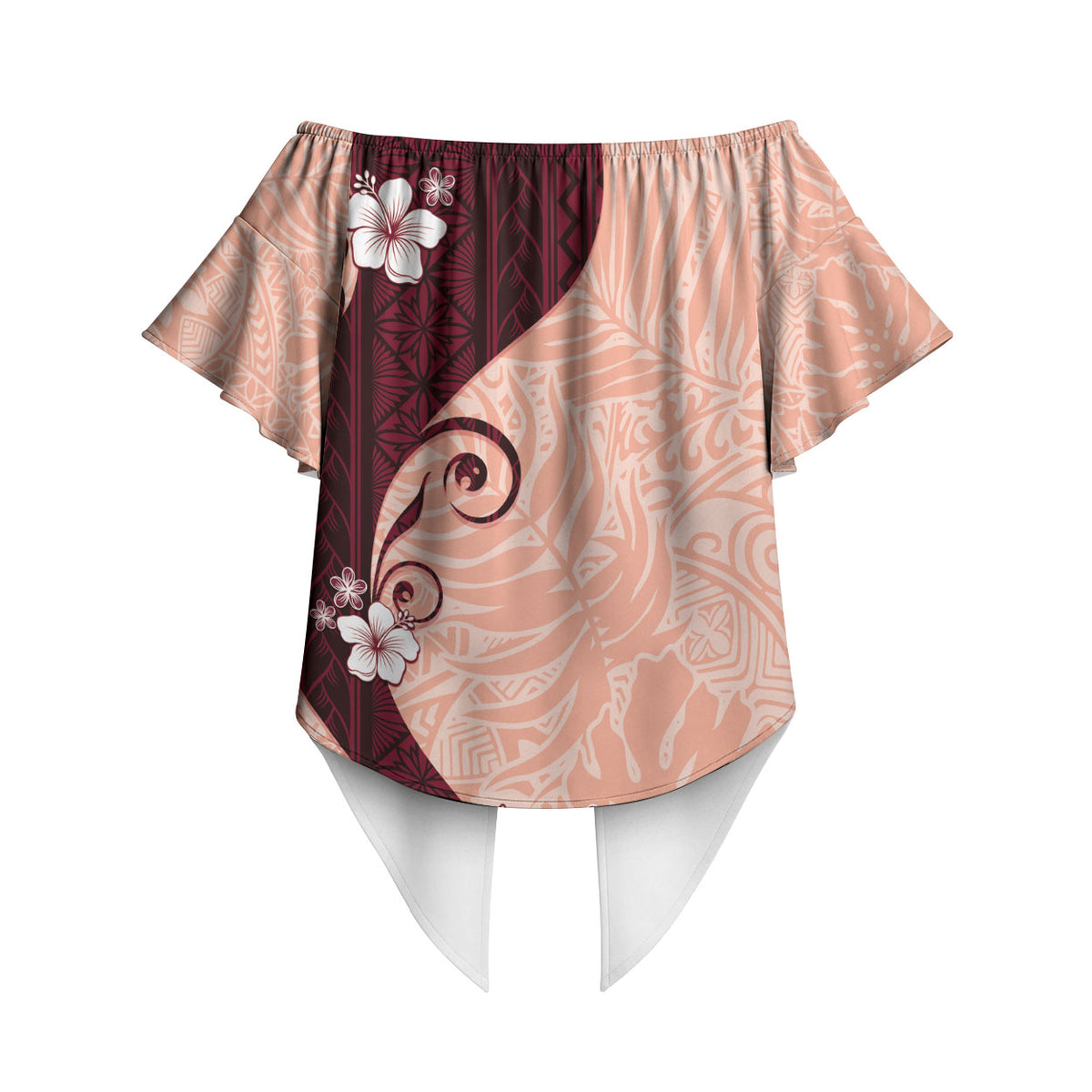 Polynesia Hibiscus Off Shoulder Wrap Waist Top Rose Bud Curve Motif LT05 - Polynesian Pride