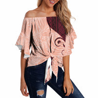 Polynesia Hibiscus Off Shoulder Wrap Waist Top Rose Bud Curve Motif LT05 - Polynesian Pride