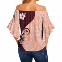 Polynesia Hibiscus Off Shoulder Wrap Waist Top Rose Bud Curve Motif LT05 - Polynesian Pride