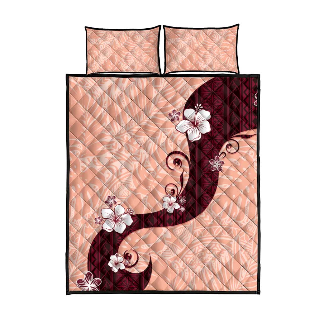 Polynesia Hibiscus Quilt Bed Set Rose Bud Curve Motif LT05 - Polynesian Pride
