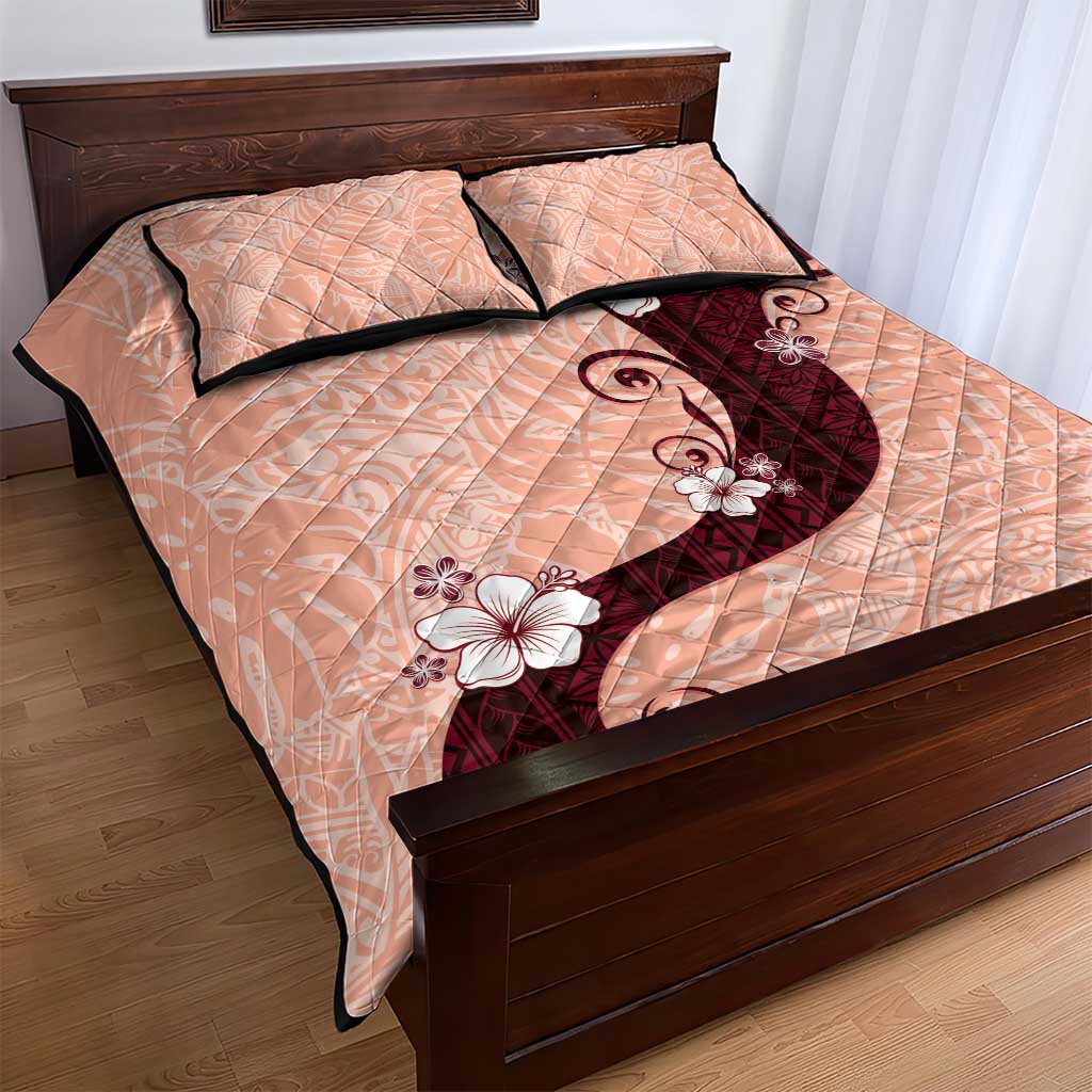 Polynesia Hibiscus Quilt Bed Set Rose Bud Curve Motif LT05 - Polynesian Pride