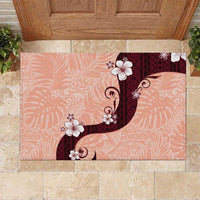 Polynesia Hibiscus Rubber Doormat Rose Bud Curve Motif - Polynesian Pride
