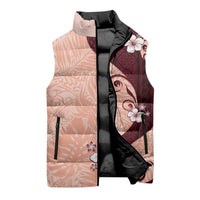 Polynesia Hibiscus Sleeveless Puffer Jacket Rose Bud Curve Motif - Polynesian Pride