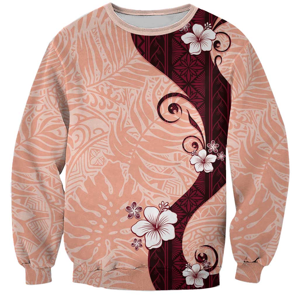 Polynesia Hibiscus Sweatshirt Rose Bud Curve Motif LT05 Unisex Red - Polynesian Pride