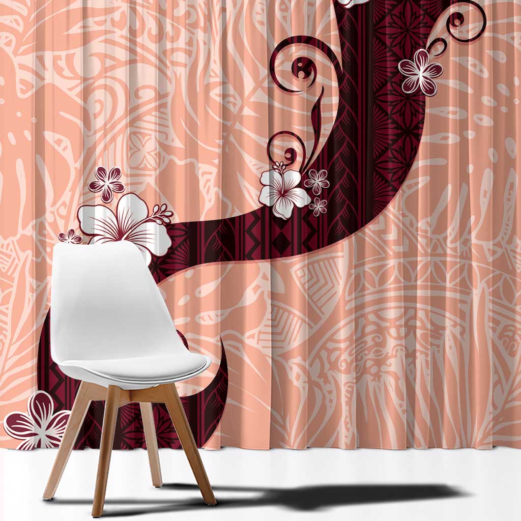 Polynesia Hibiscus Window Curtain Rose Bud Curve Motif - Polynesian Pride