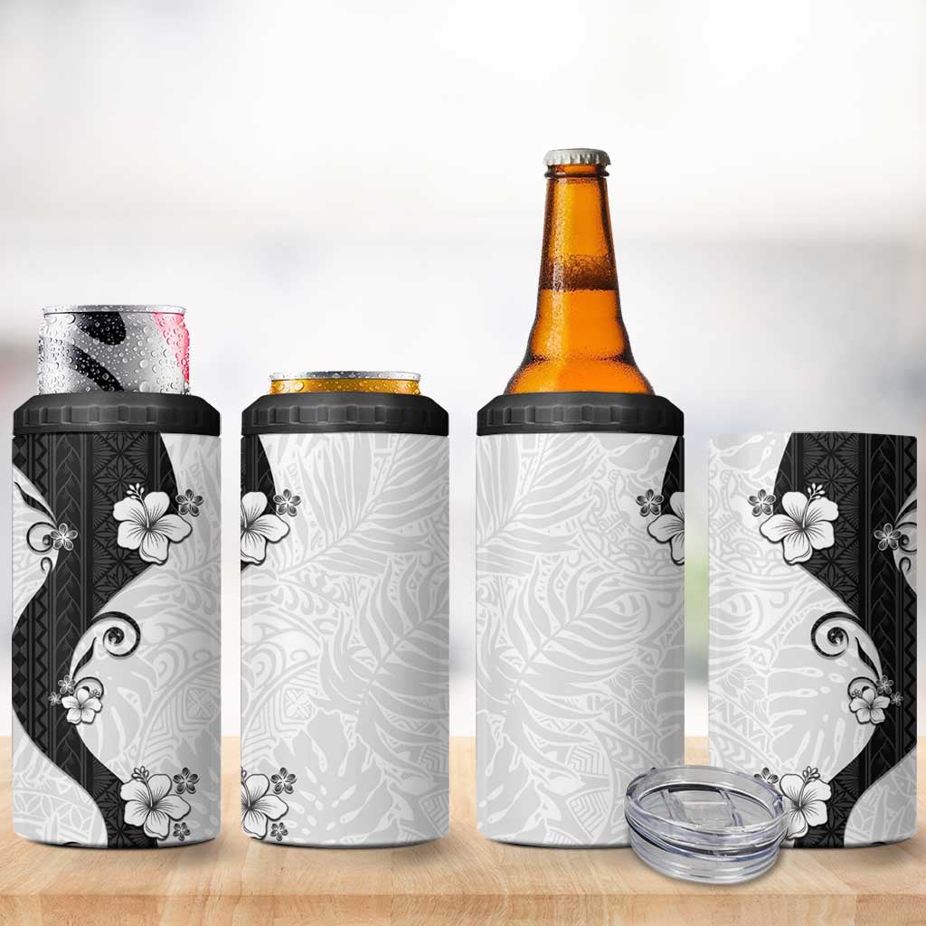 Polynesia Hibiscus 4 in 1 Can Cooler Tumbler White Curve Motif LT05 - Polynesian Pride