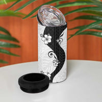 Polynesia Hibiscus 4 in 1 Can Cooler Tumbler White Curve Motif LT05 - Polynesian Pride